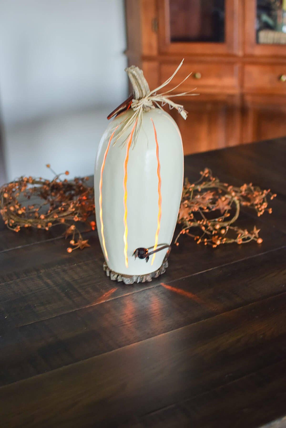 Tall Pumpkin Luminary Gourd - Large Tall Lit White