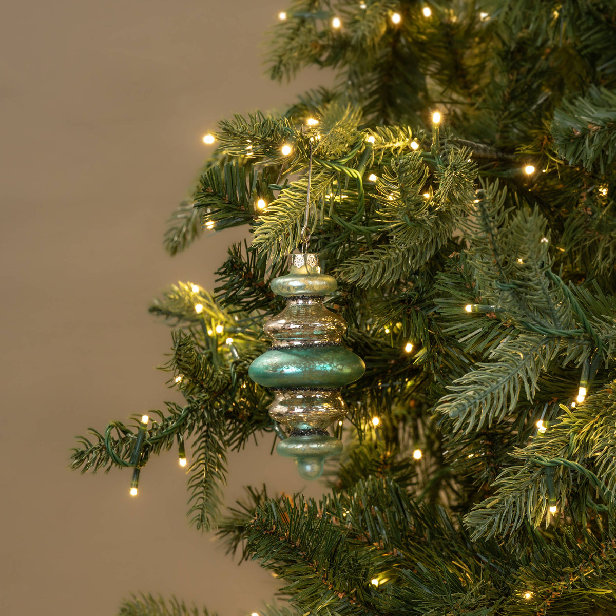 5" TEAL & SILVER FINIAL ORNAMENT
