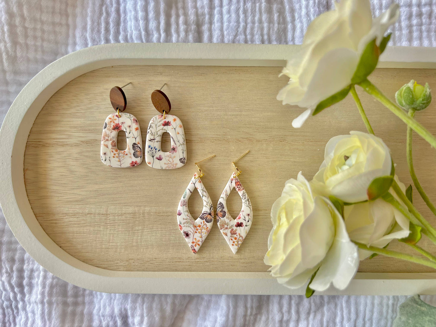 Butterfly Garden Clay Earrings