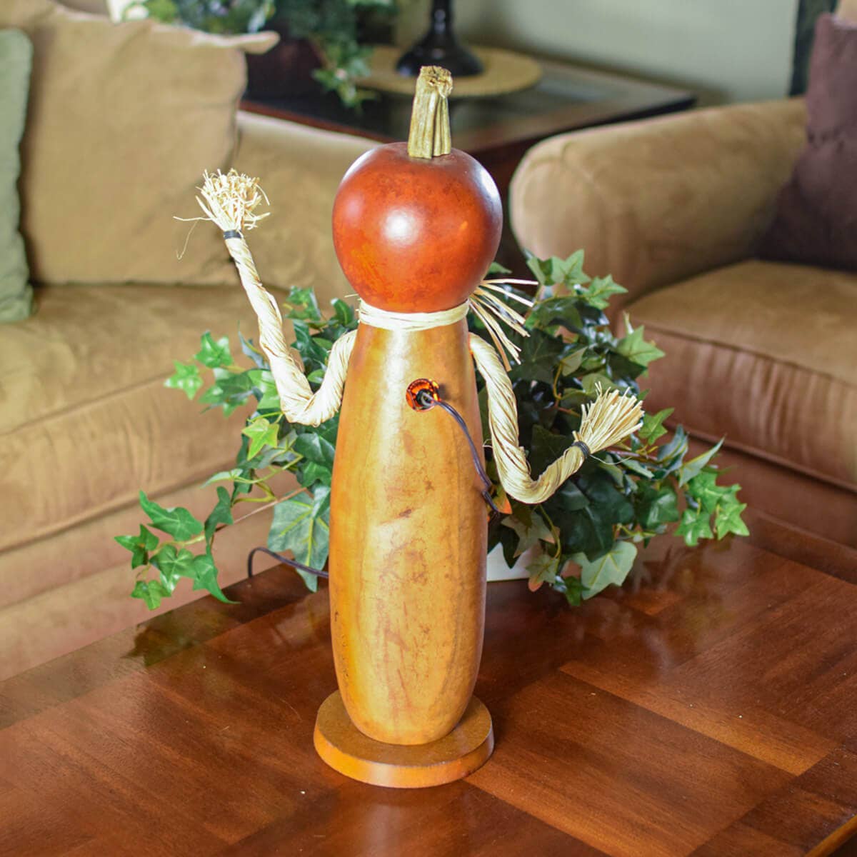 Dexter Scarecrow Large Tall Lit Boy Hand-Crafted Gourd