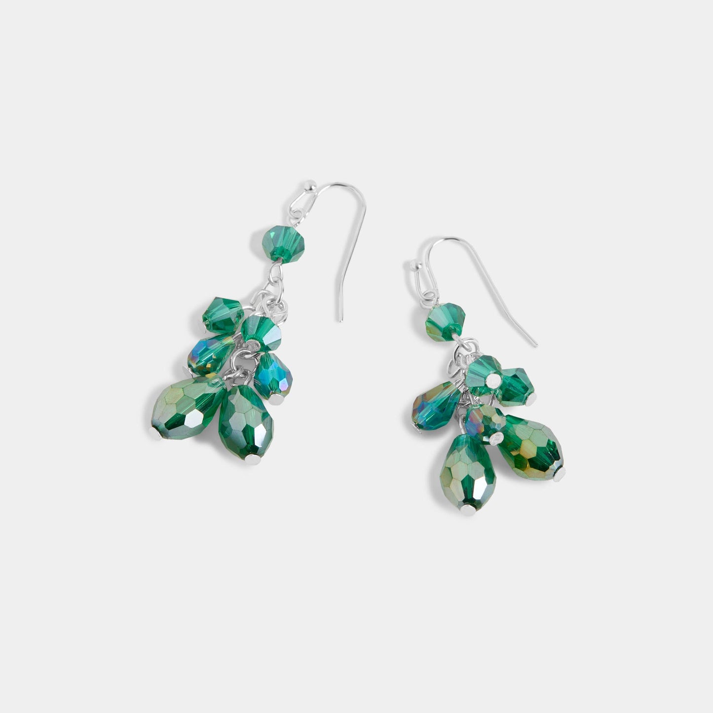 Shimmering Bead Dangle Earrings - Green