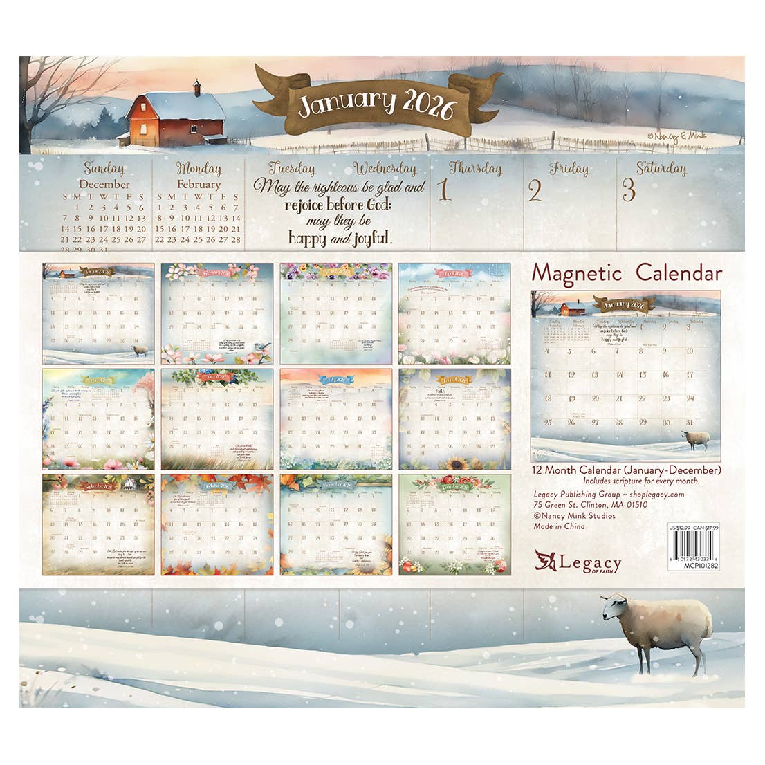 Faithful Heart & Home Faith 2026 Magnetic Calendar Pad