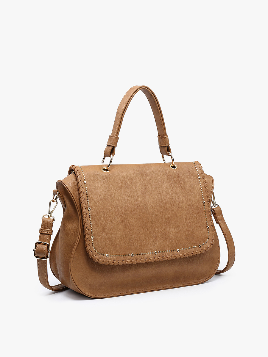 M2425 Cricket Studded Flapover Hobo w/ Handle