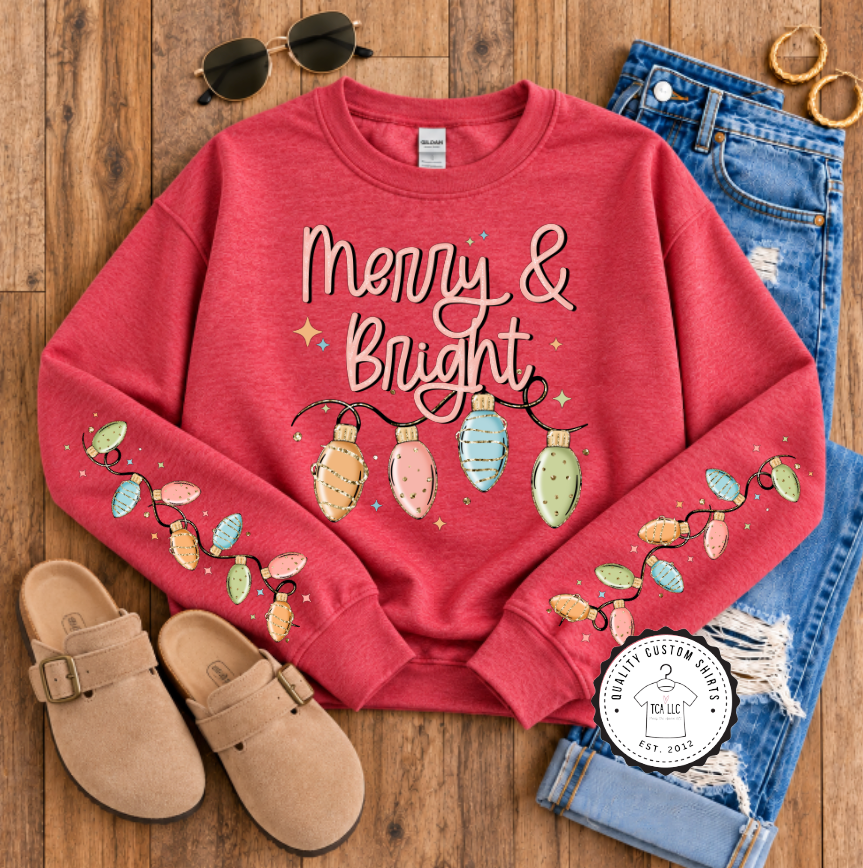 Merry & Bright with sleeves Sweatshirts & T-Shirts