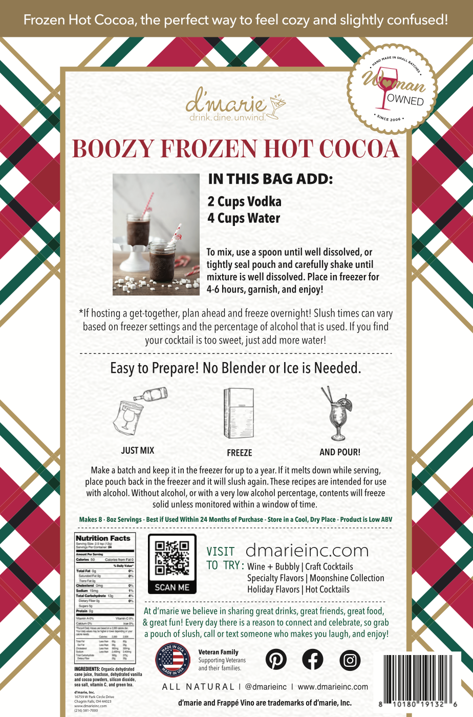 Boozy Frozen Hot Cocoa Cocktail Mix - Ready-To-Freeze Cocktail