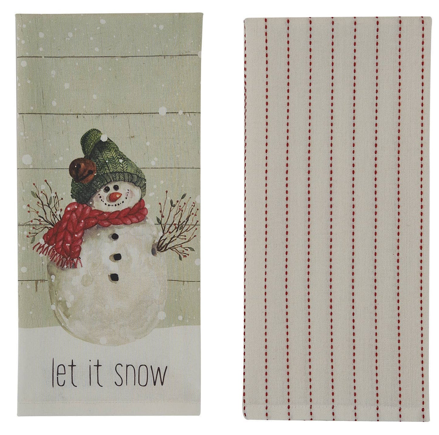 Farmhouse Snowman Let It Snowith 2 Dishtowel Set