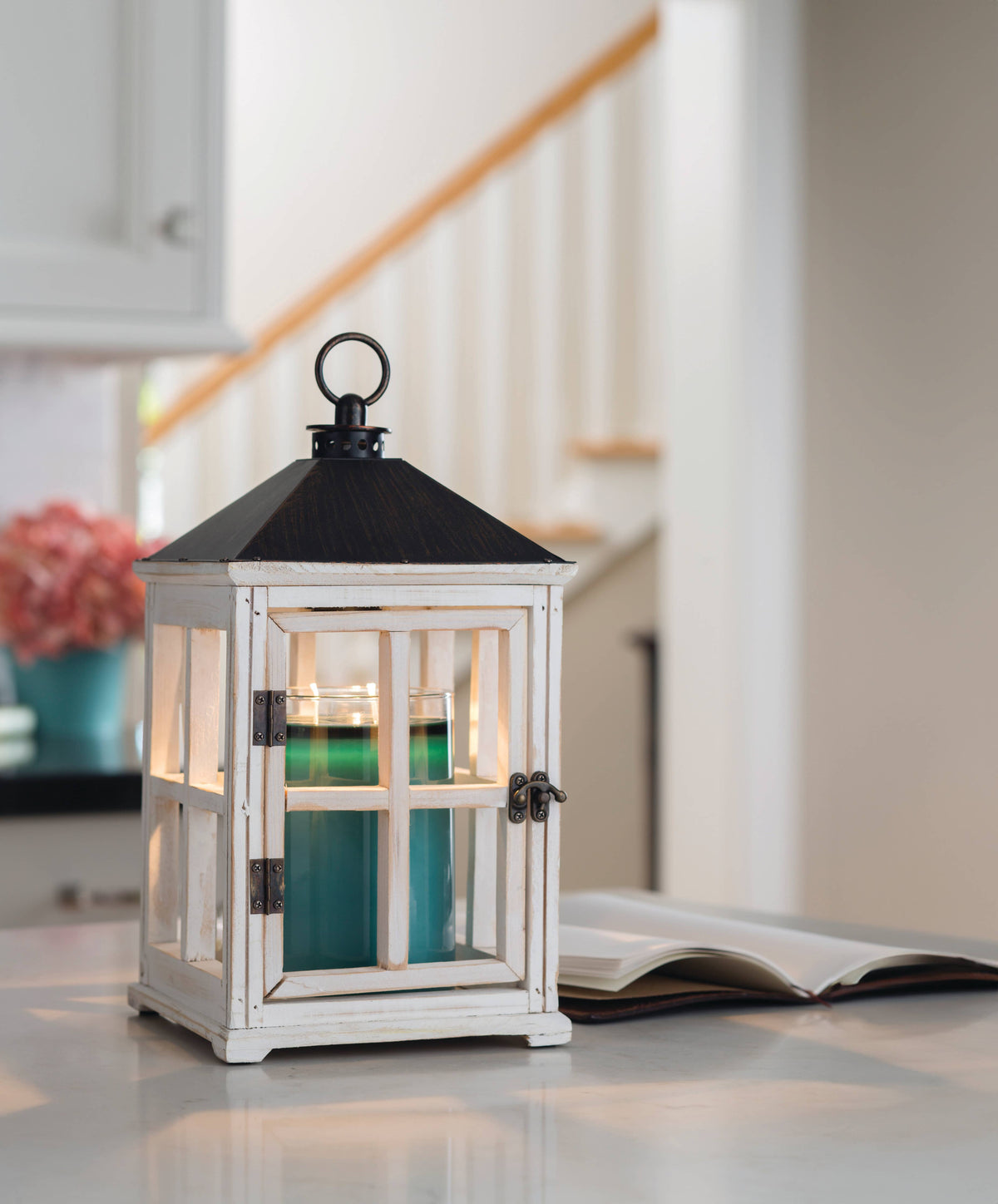 Weathered White Wooden Lantern