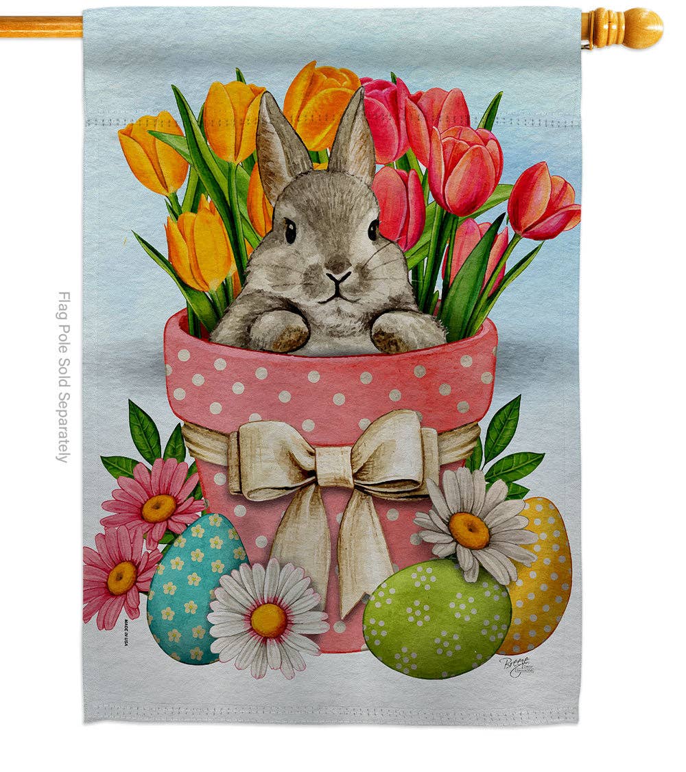 Flag Bunny Tulips Easter Garden Friends Floral House