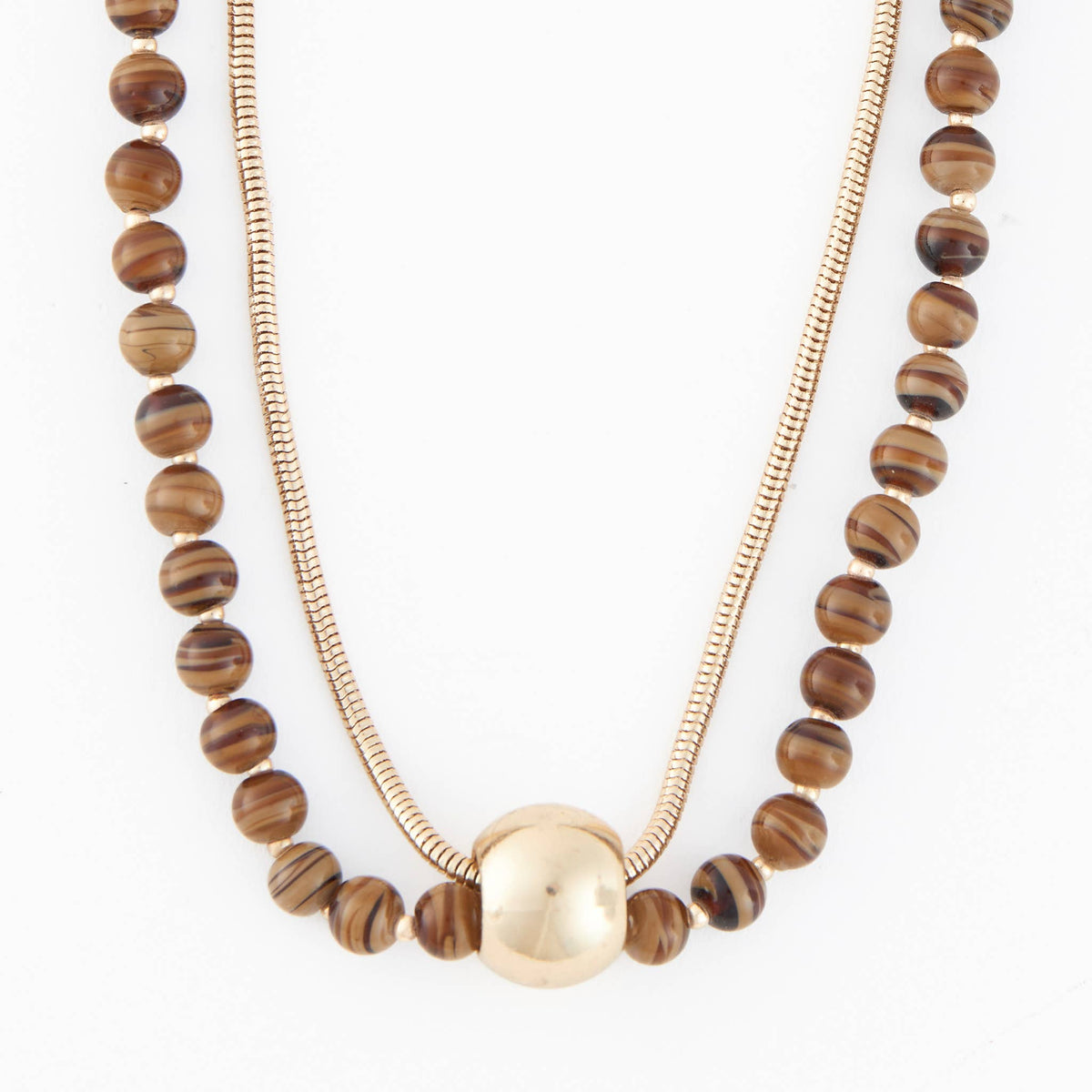 Collar Necklace 15" Beaded Double Strand Ball Arri