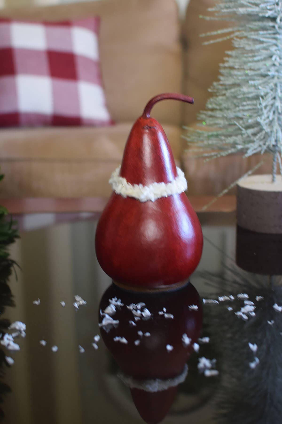 Red Santa Hand-Crafted Gourd - Miniature