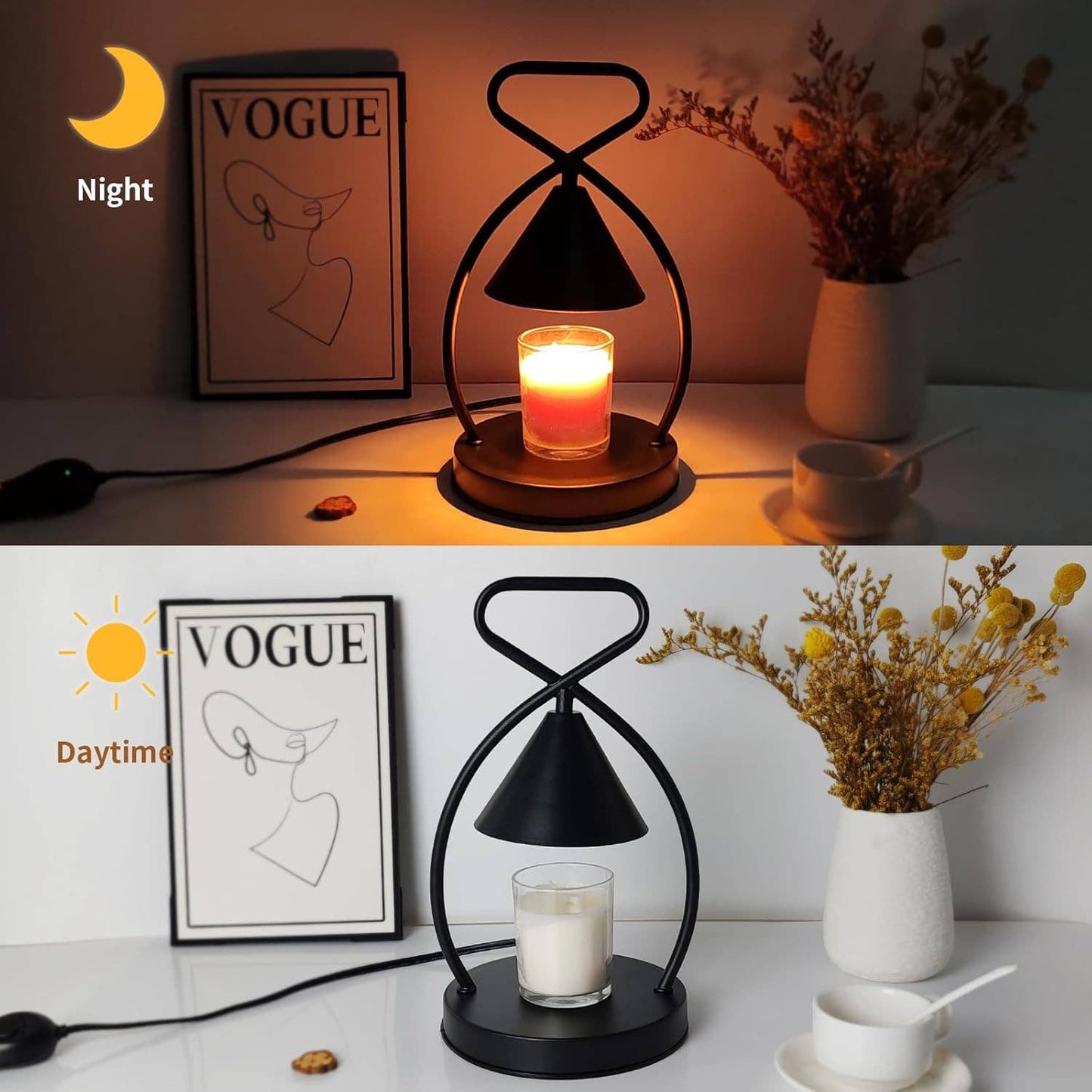 Decorative Candle Warmer Lantern with Dimmable Light