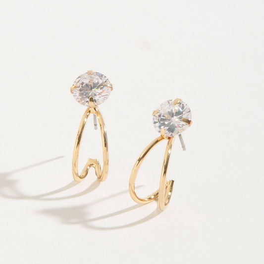 Cubic Zirconia Double Hoop Dazzlers Stud Earrings