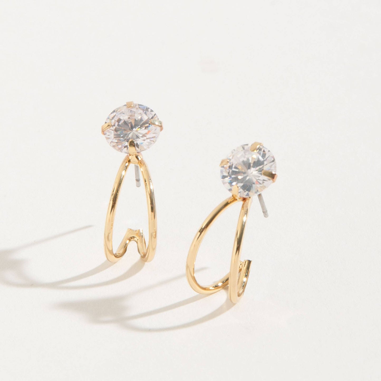 Cubic Zirconia Double Hoop Dazzlers Stud Earrings