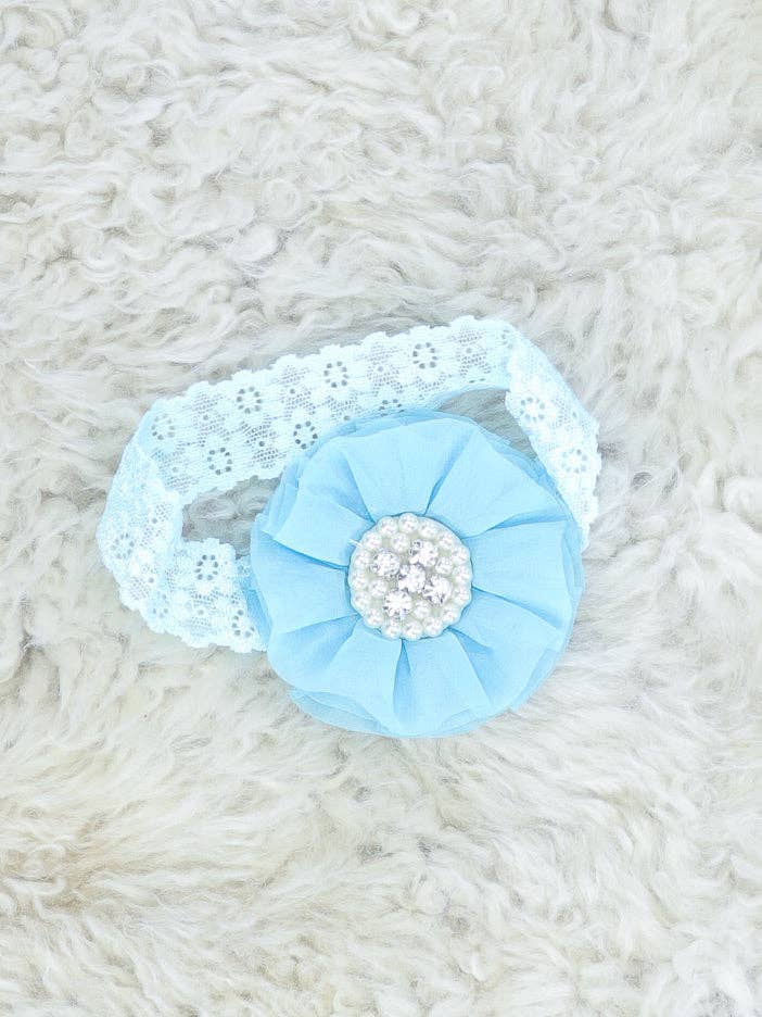 Chiffon Rhinestone & Pearls Headband - 21 Colors Available