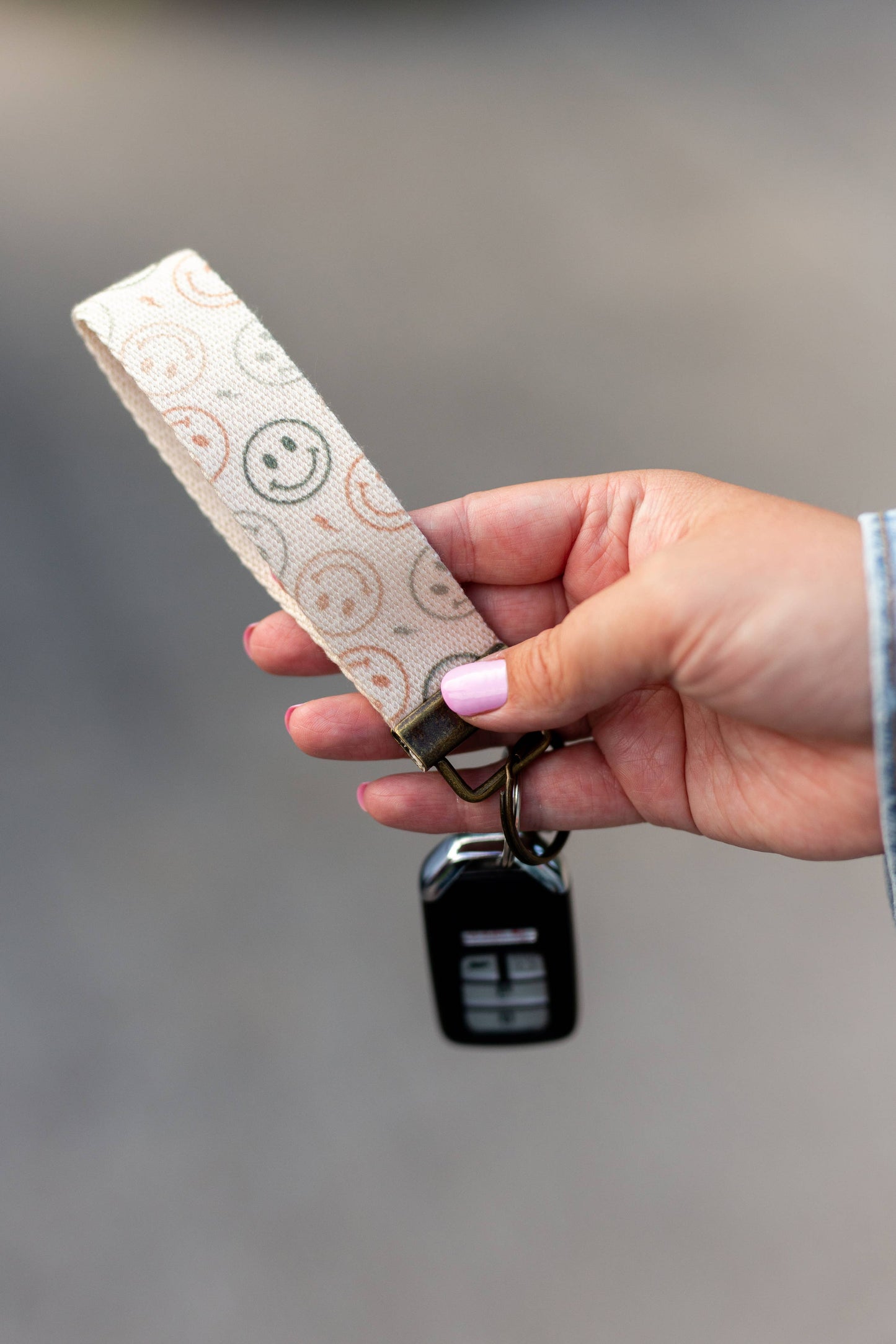 Canvas Wristlet Lanyard Keychain -  Car Key Fob Holder