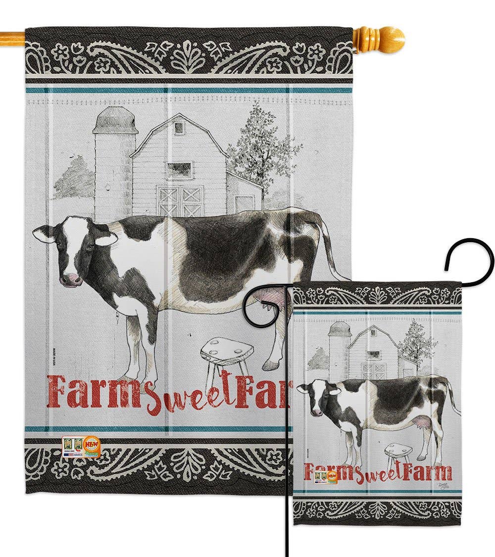 Farm Sweet Animals Barnyard Animal Primitive Decor Flag