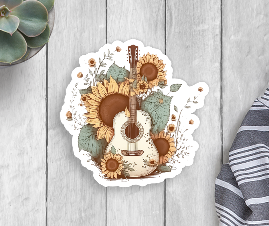 Sunflower Guitar Vinyl Sticker