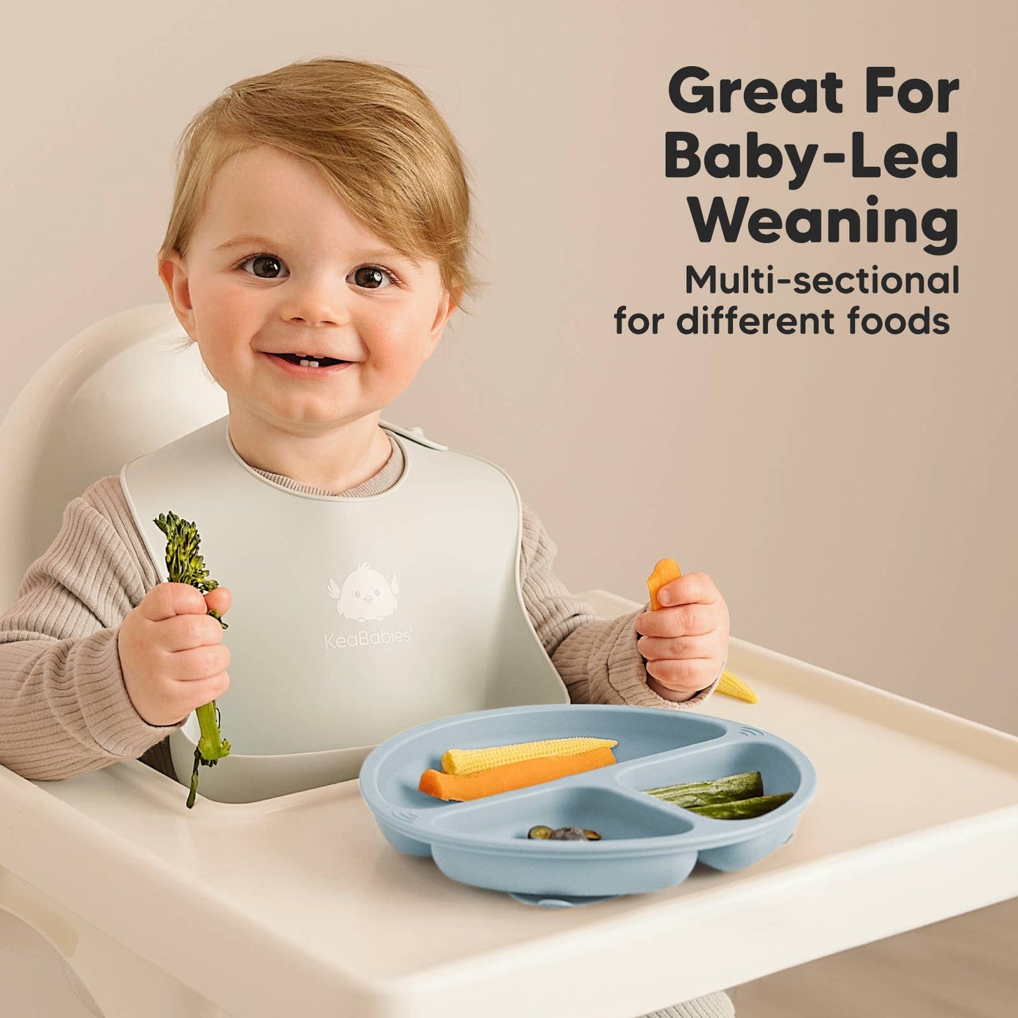 3-Pack Prep Suction Plates with Lids BPA-Free Baby Plate