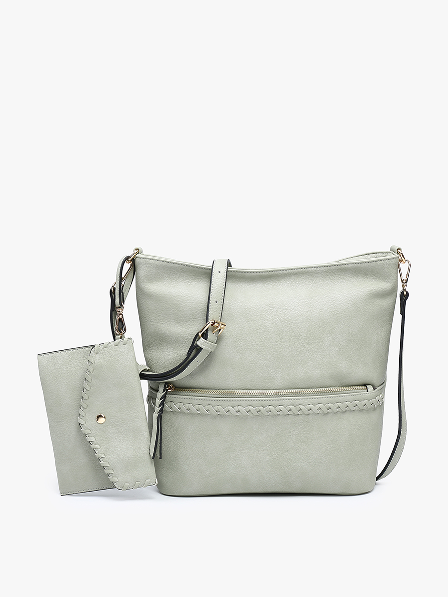 M2442 Cynthia Distressed Whipstitch Hobo w/ Wristlet