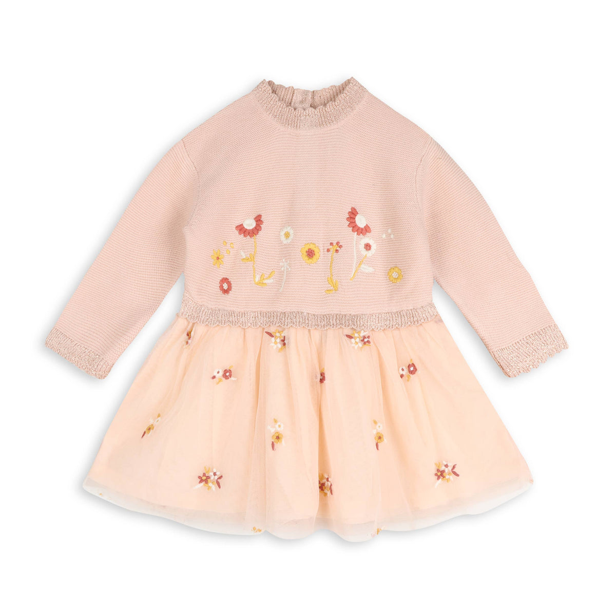 Floral Embroidery Knit Baby Tutu Dress (Organic Cotton)