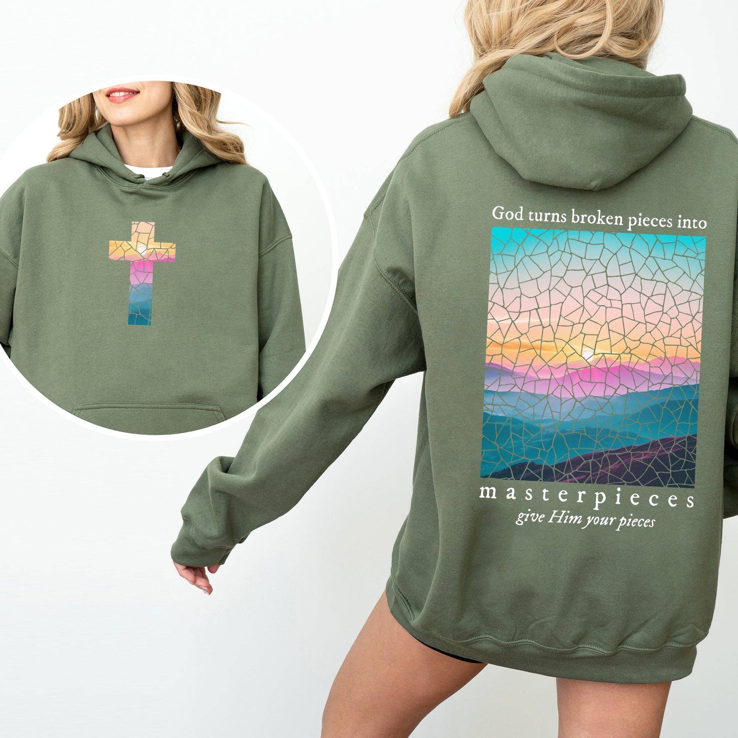 God Turns Broken Pieces Into Masterpieces Religious Hoodie
