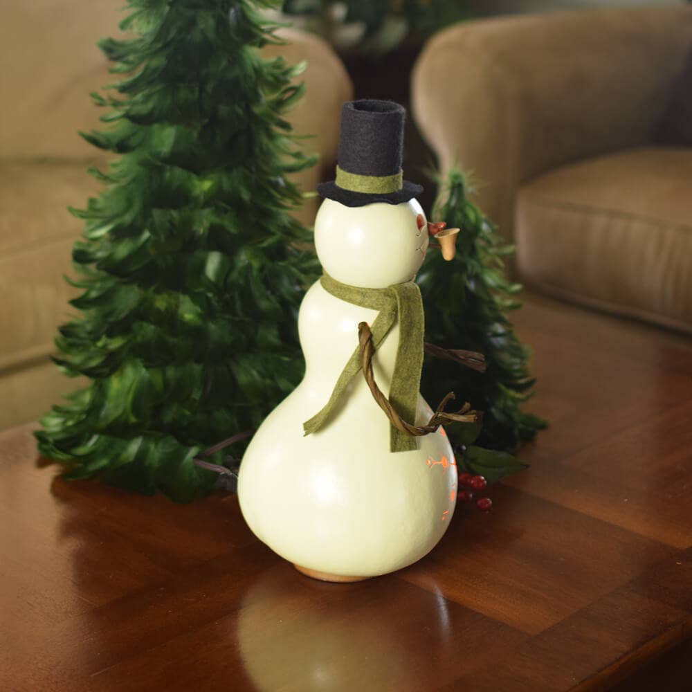 Meadowbrooke Snowman with Arms Hand-Crafted Gourd w/Light