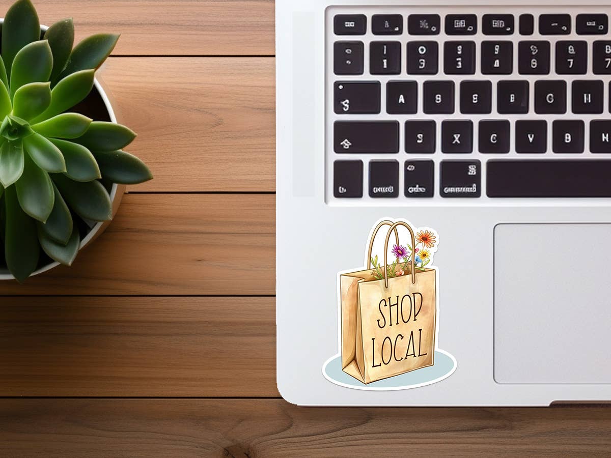 Shop Local Sticker | Shop Small | Cute Shopping Bag Sticker