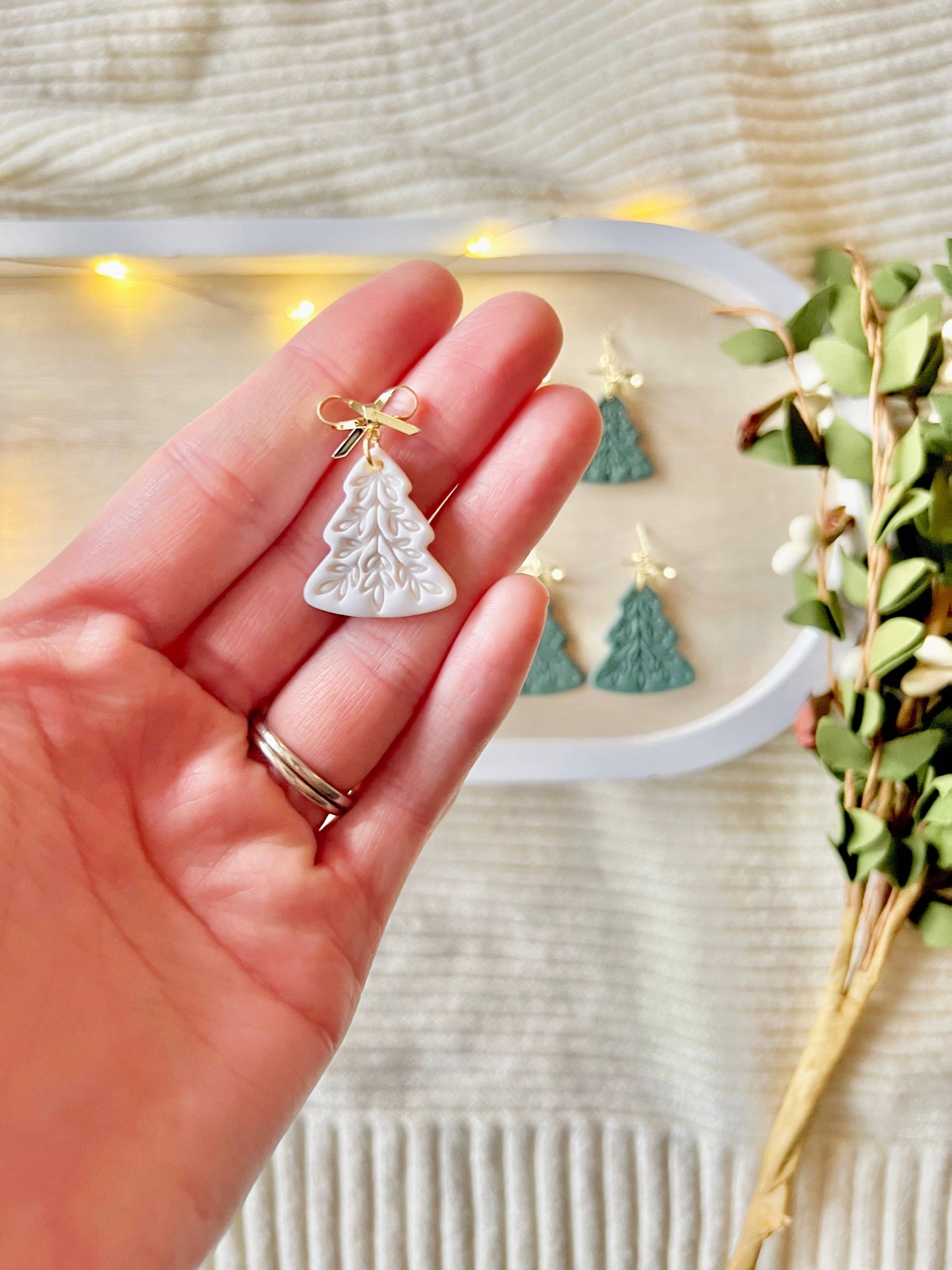 Scandinavian Tree Earrings, Christmas Tree Earrings