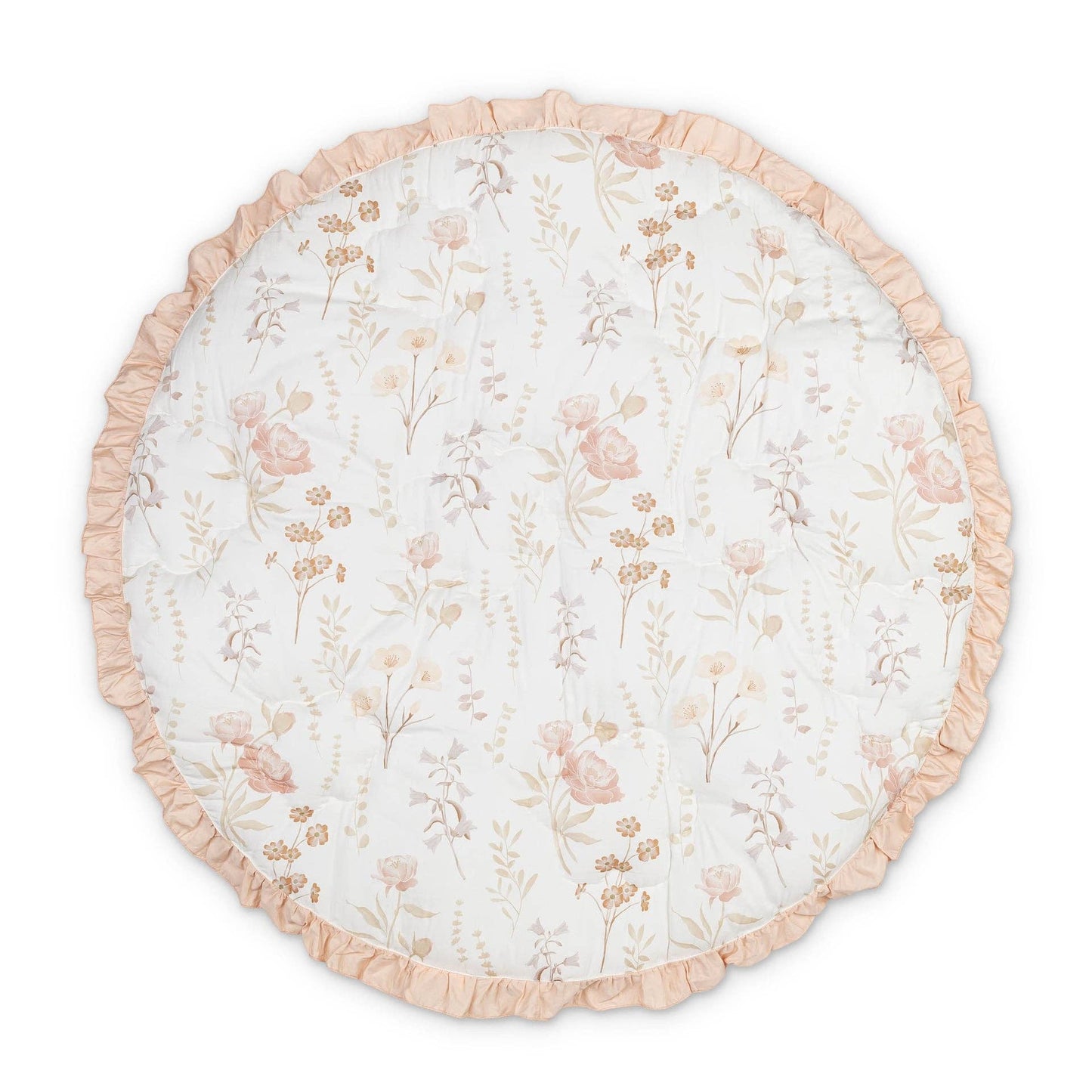 Violet Floral Ruffle Quilted Baby Play Mat