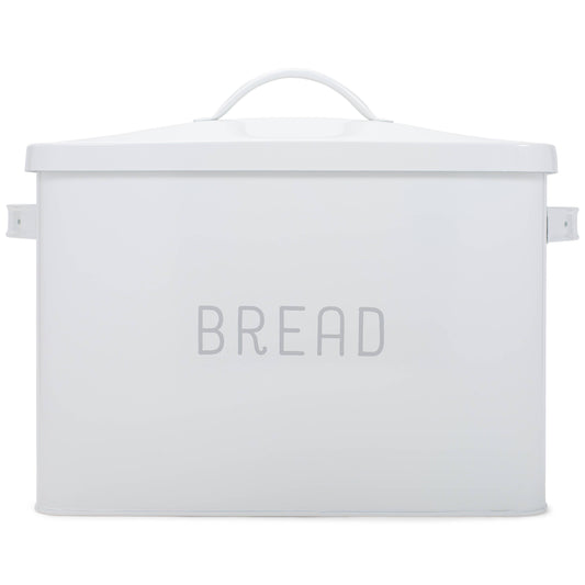 X-LG White Metal Farmhouse Bread Box - Holds Two Full Loaves