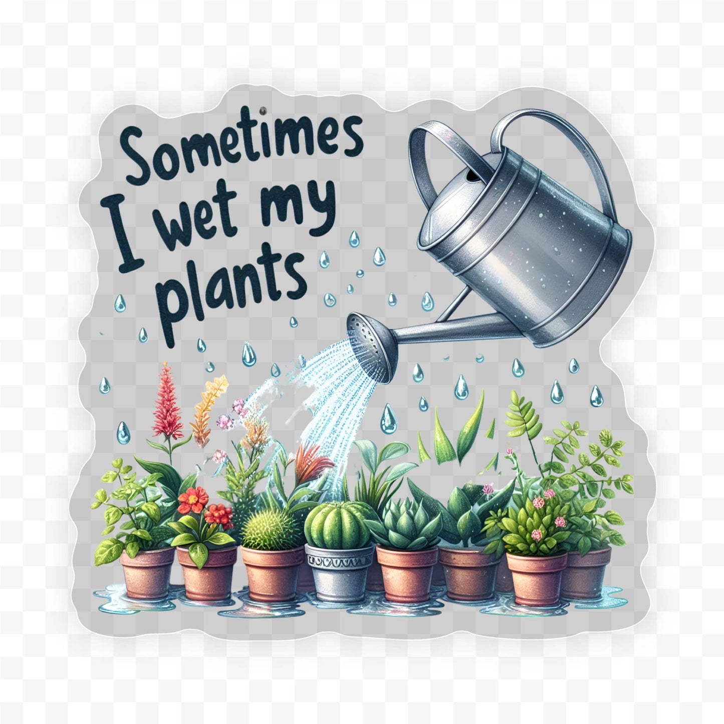 Sometimes I Wet My Plants Clear Vinyl, Sticker, 3x3 in. 