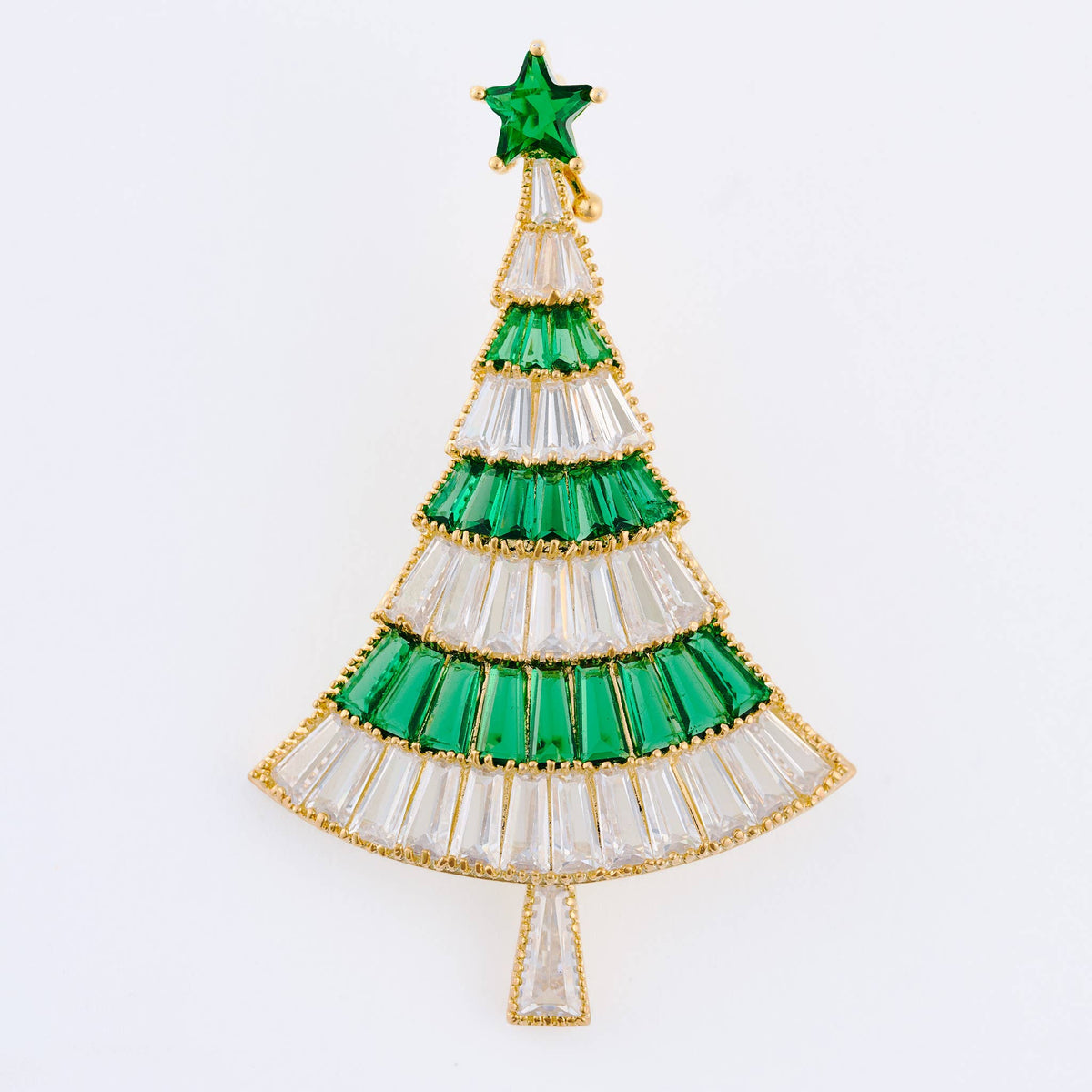 Christmas Tree Brooch Vintage Holiday CZ Convertible Pin