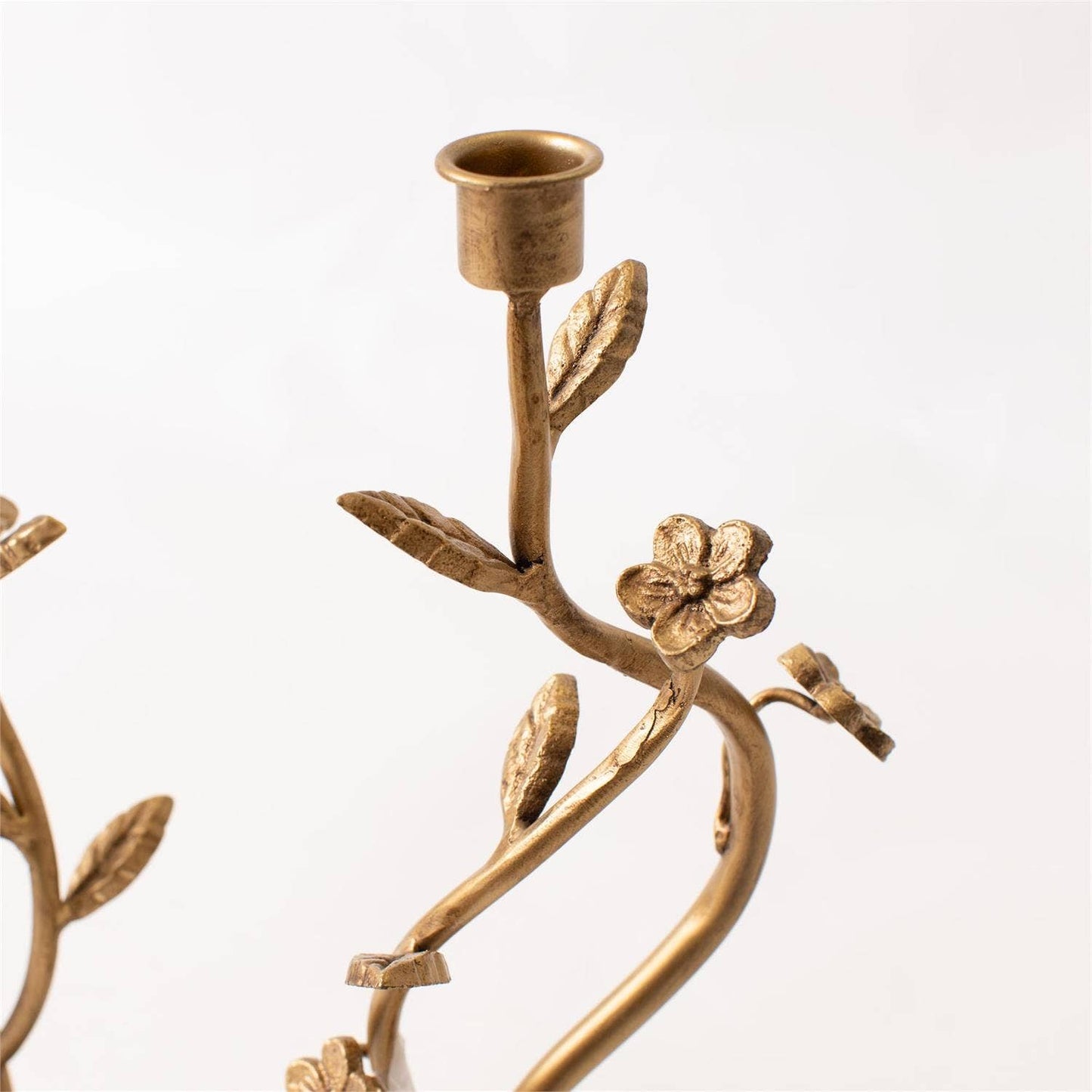 Gold Intertwined Floral Taper Holders (Set Of 2)