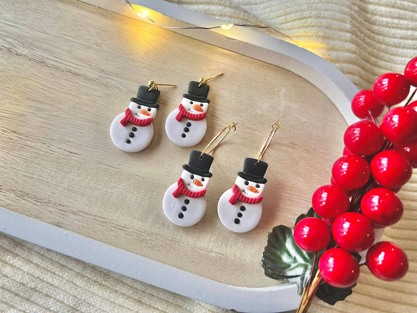 Snowman Clay Earrings, Snowman Earrings