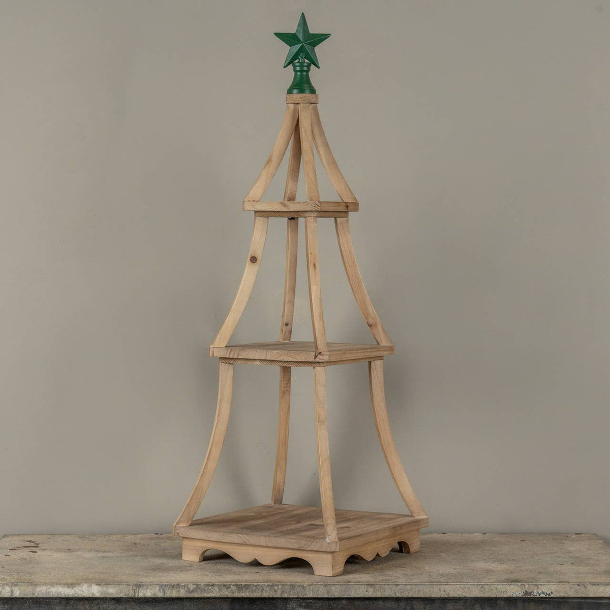 33.75" WOOD CHRISTMAS TREE W/ STAR
