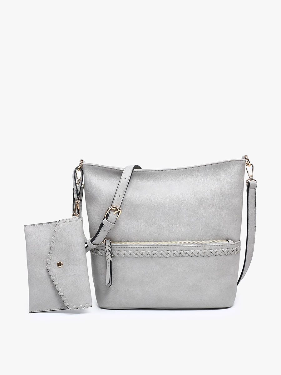 M2442 Cynthia Distressed Whipstitch Hobo w/ Wristlet