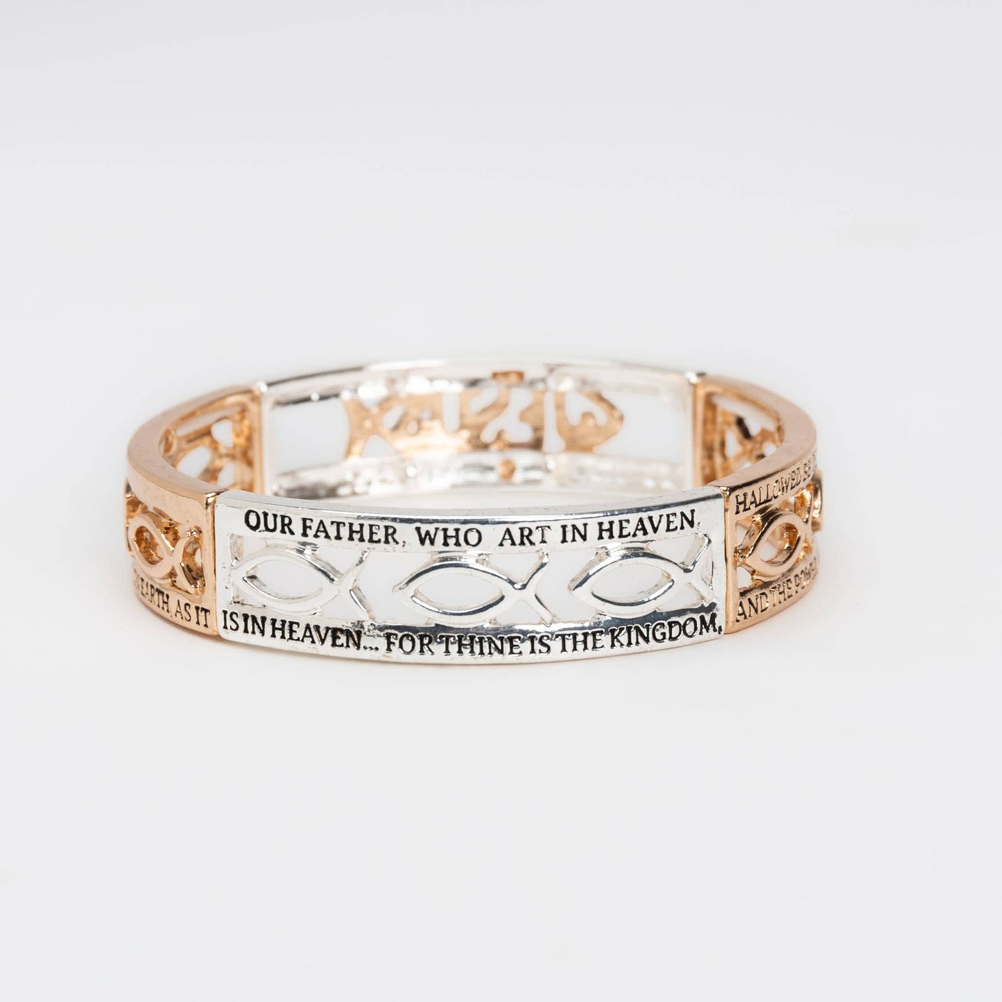 Two Toned Inspirational Nickel-Free Stretch Bracelets