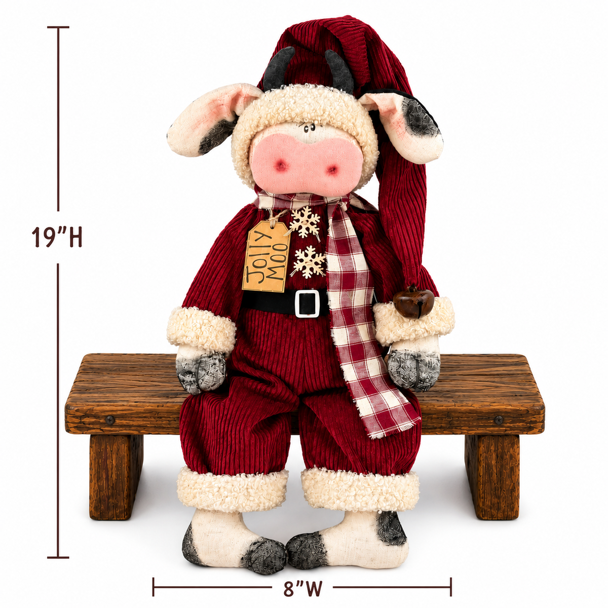 Jolly Moo the Santa Cow – 19"  Christmas Farmhouse Decor