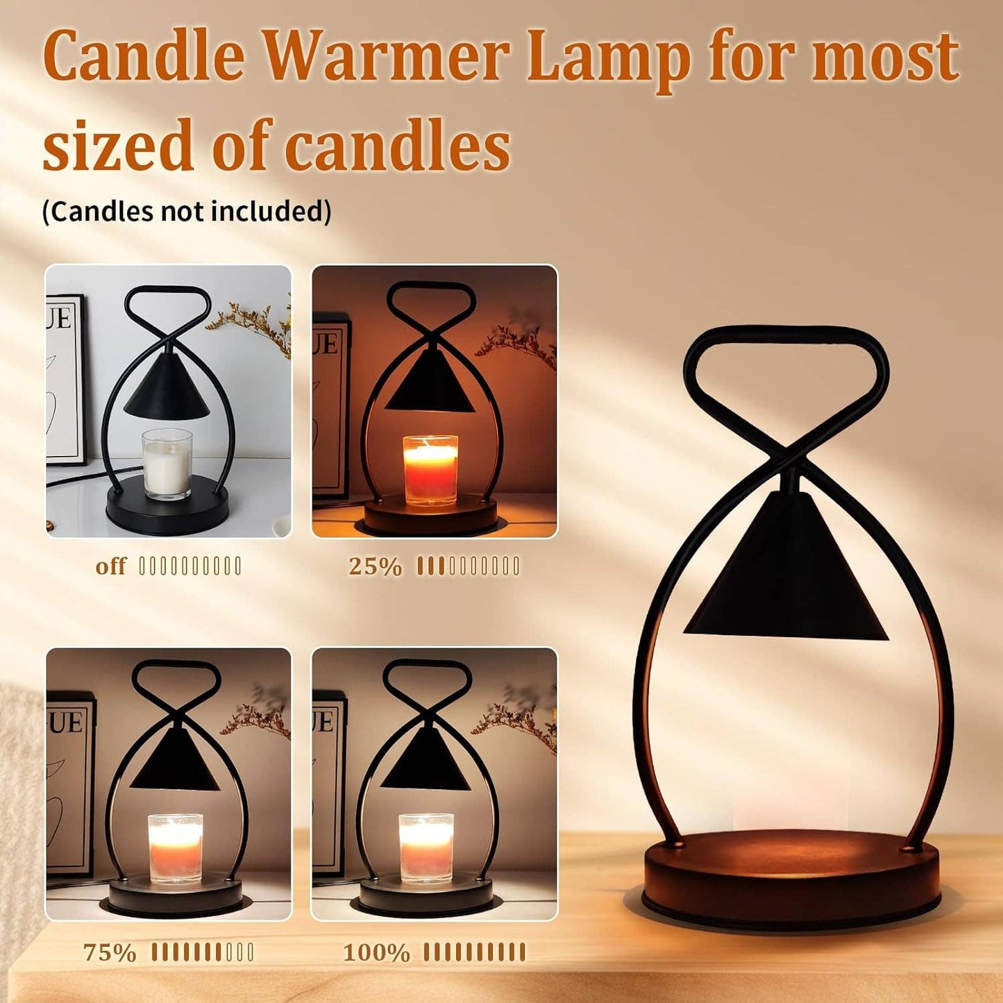 Decorative Candle Warmer Lantern with Dimmable Light