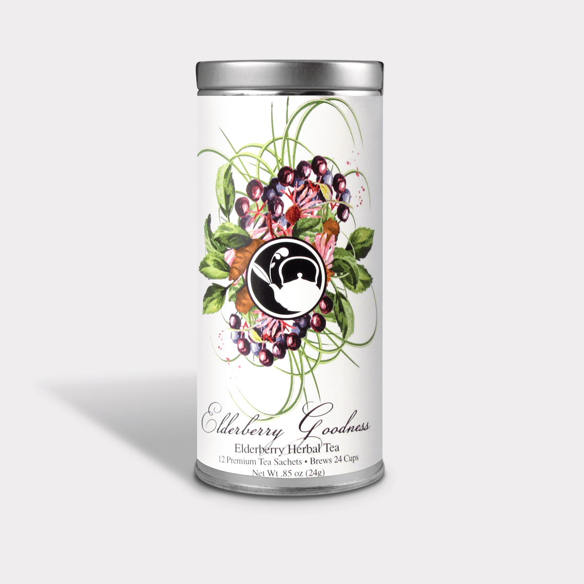 Elderberry Goodness Herbal Tea - 12 Tea Sachets - Tall Tin
