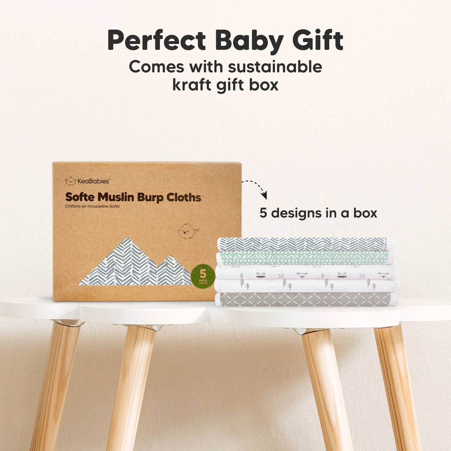 KeaBabies 5-Pack Softe Burp Cloths
