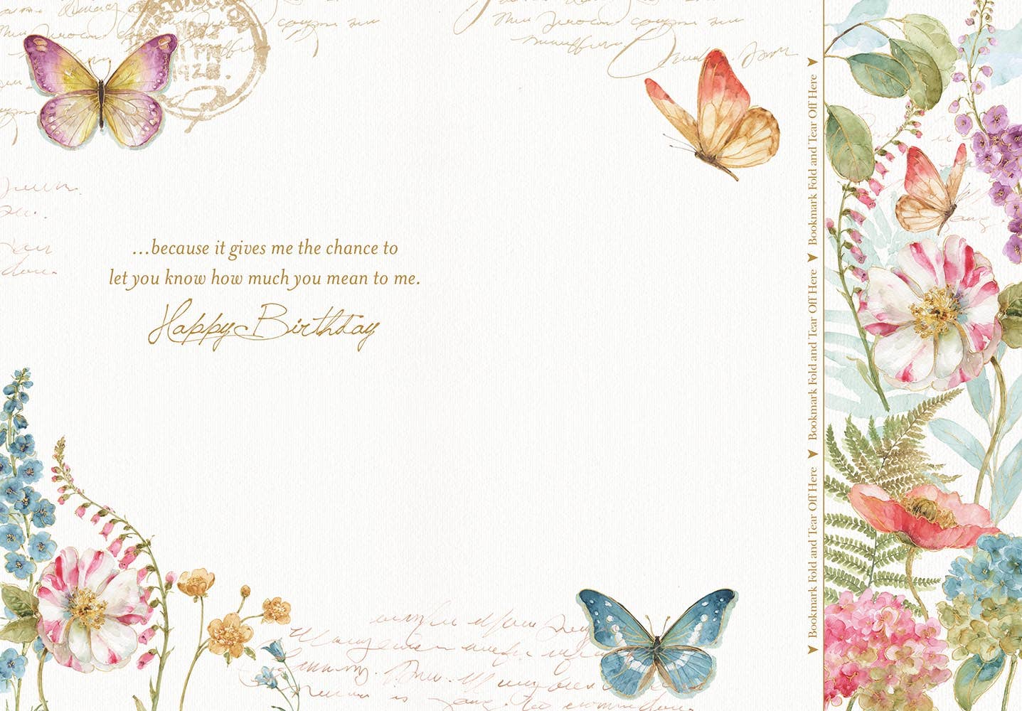 Rainbow Seeds Butterfly - Birthday Bookmark  Card