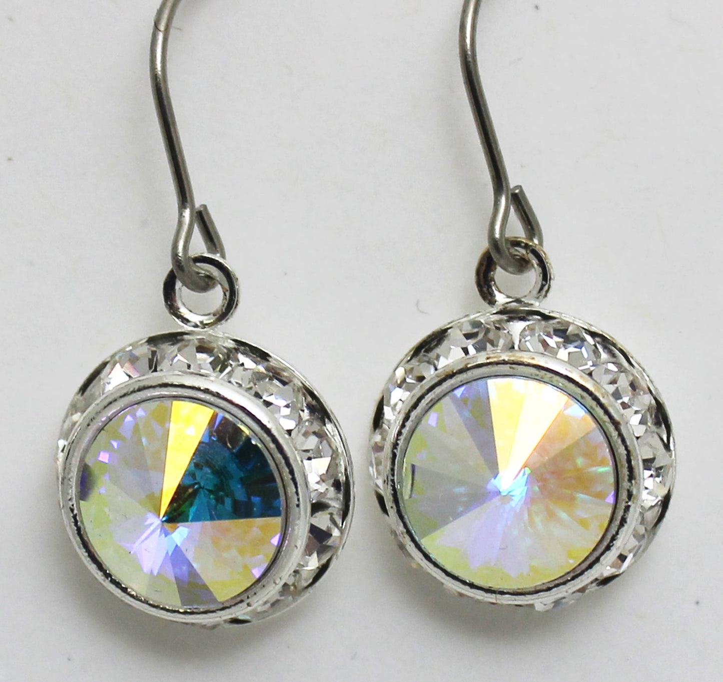 Rhinestone Rivoli AB (Aurora Borealis) 12mm Dangle Earring