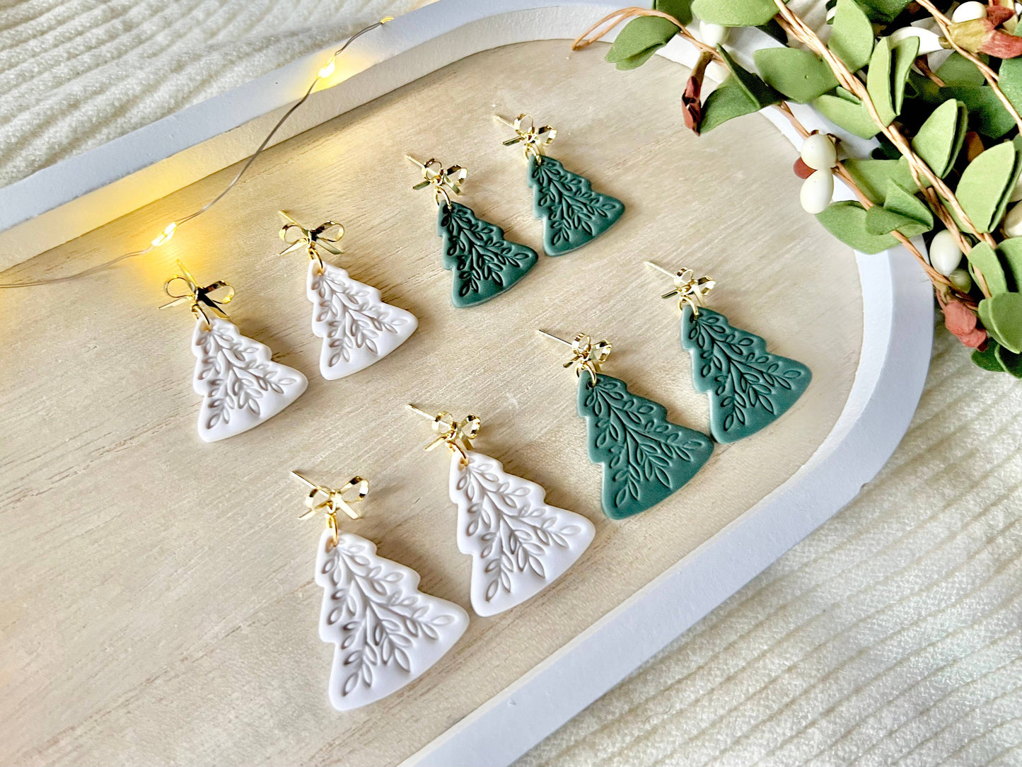 Scandinavian Tree Earrings, Christmas Tree Earrings