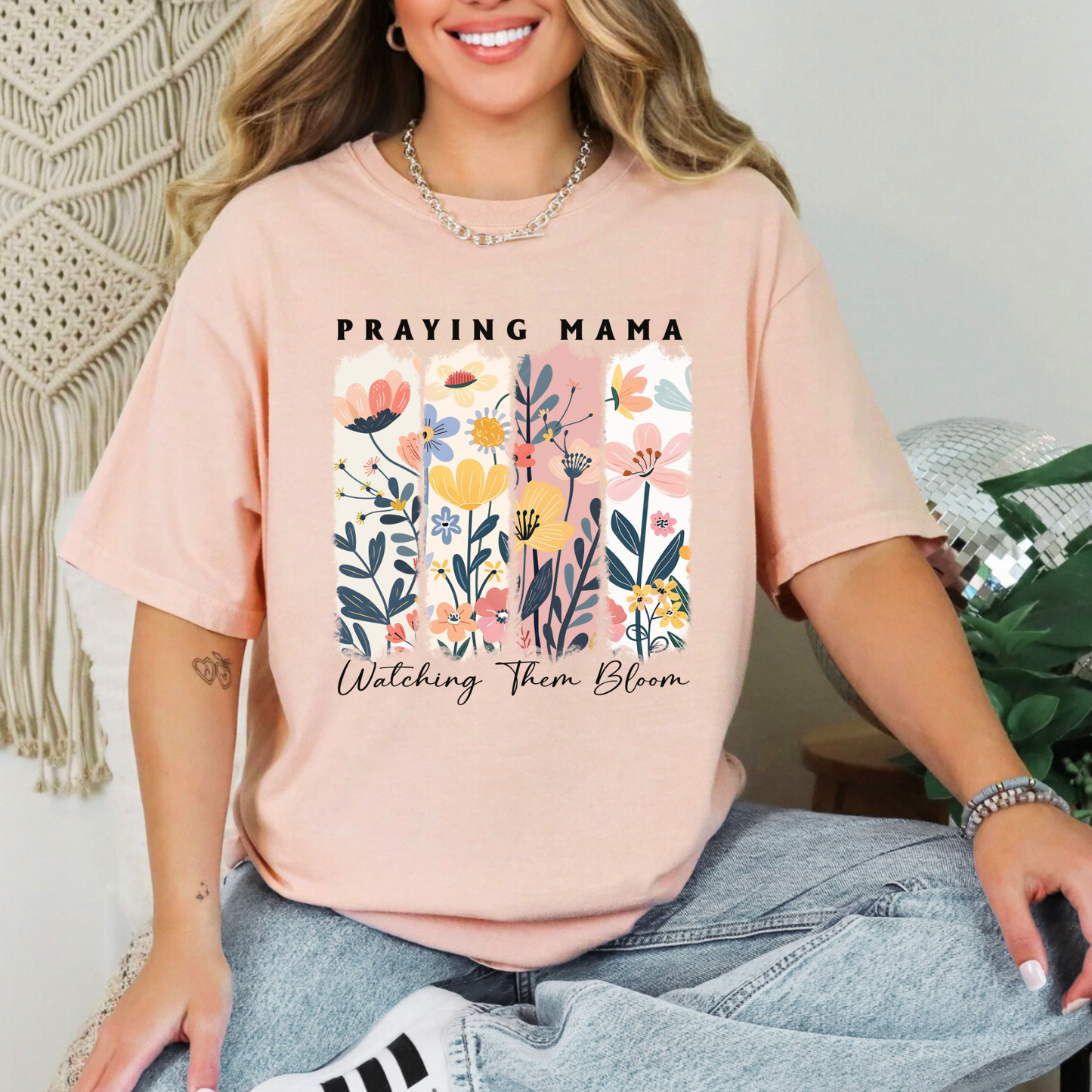 Praying Mama Watching Them Bloom Comfort Colors T Shirt