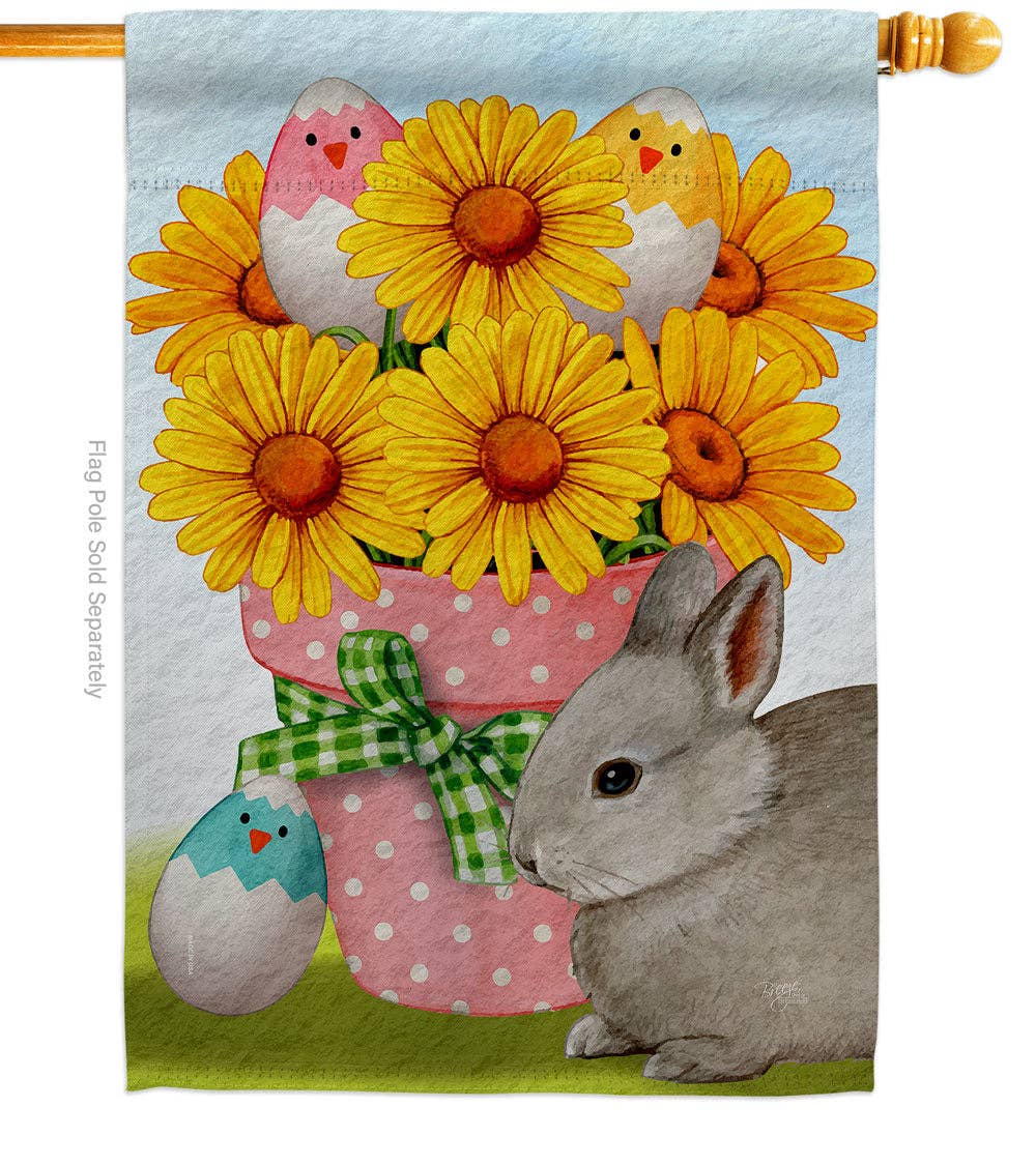 Flag Daisy Bunny Easter Garden Friends Floral House 2-Sided