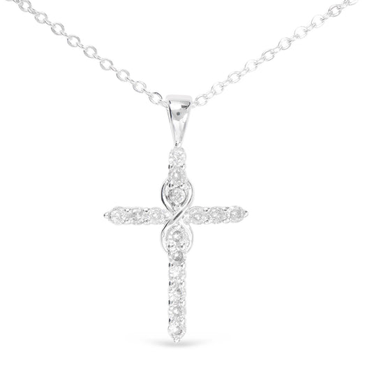 Silver CZ Infinity Cross Necklace