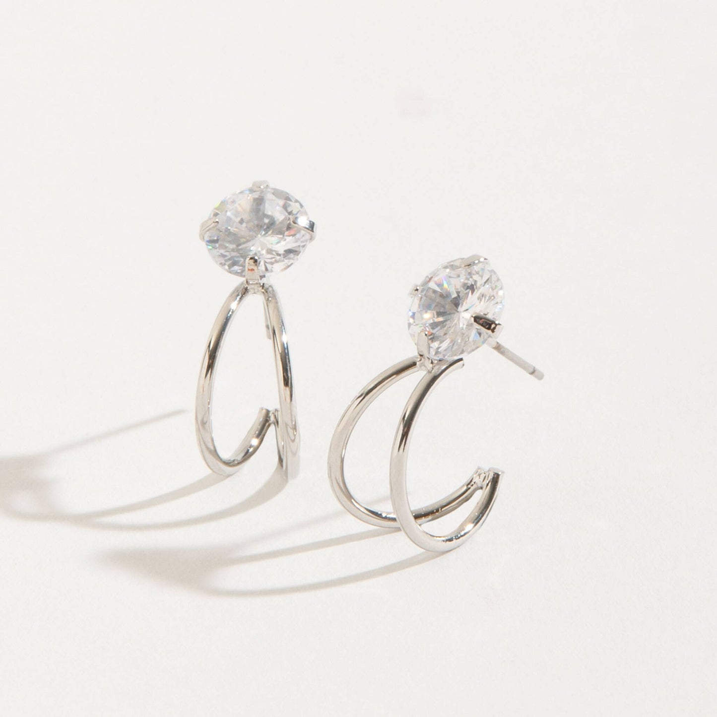 Cubic Zirconia Double Hoop Dazzlers Stud Earrings