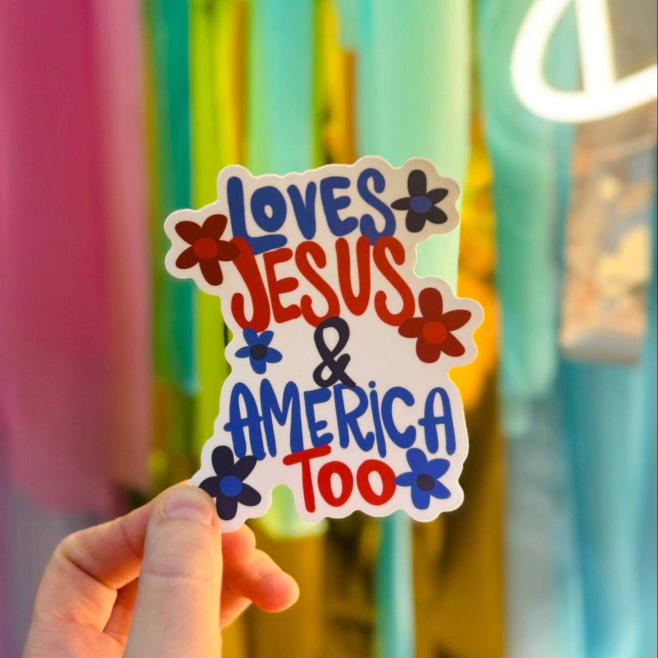 Loves Jesus & America Too Sticker