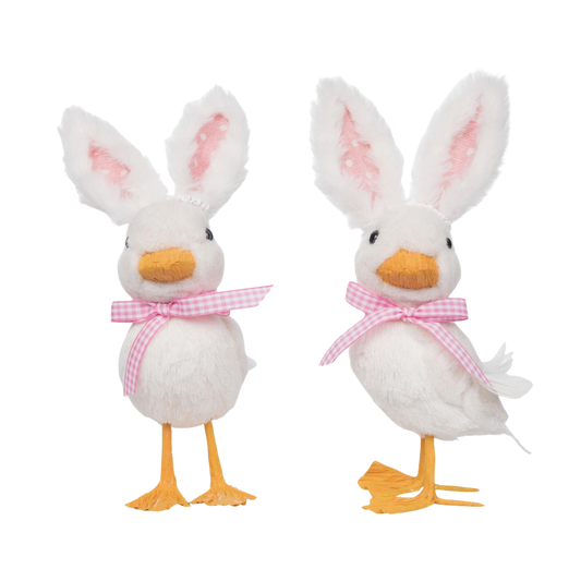 Transpac Sisal Ducks w/Rabbit Ear Set of 2 Easter Home Décor